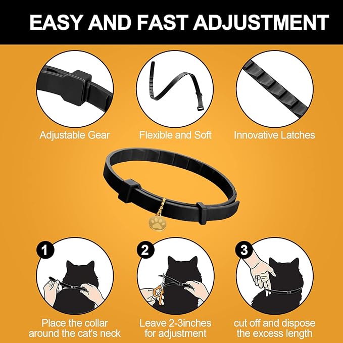 Weewooday 4 Pcs Cat Calming Collar Adjustable Pheromones Scent Relaxing Cat Collar with 2 Pendant for Puppies Reduce Stress Aggression Anxious, up to 15 Inches(Black)