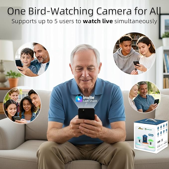 Smart Bird Feeder with Camera Solar Powered, 2.5K HD Birdwatching Camera with Free AI Bird Identification, Instant Notifications & Auto Video Capture, Brown