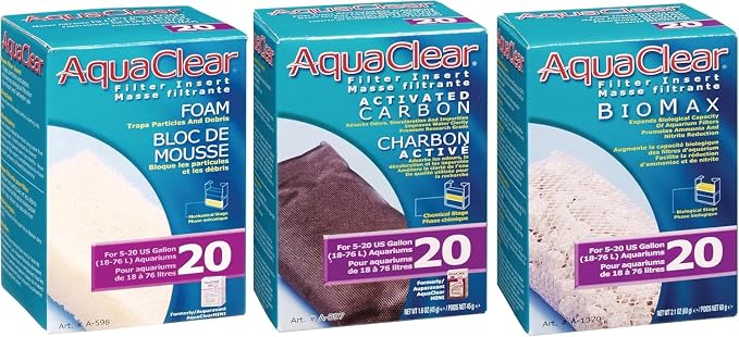 AquaClear Fluval 20 Maintenance Kit Hang on Back Aquarium Filter Aqua Clear AC20 Carbon Foam Biomax