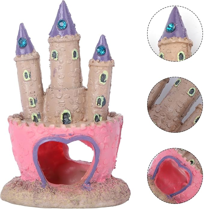 Happyyami Resin Aquarium Castle Decor for Fish Tank, Cartoon Style Hideout Ornament Providing Safe Hiding Place for Freshwater and Saltwater Fish, Easy to Clean Aquarium Landscaping