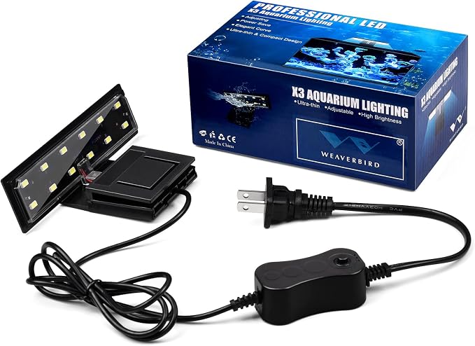 WEAVERBIRD Aquarium Light Fish Tank LED Light 6W 12 LED Planted Clip Lamp for 8-15Inch 6mm Thick Fish Tanks