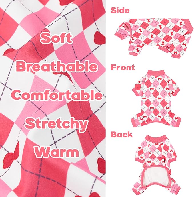 XPUDAC 4 Pack Dog Pajamas Pink Dog Clothes for Small Medium Dogs Girl Breathable Stretchy Pjs Jammies Outfit Puppy Onesies, 2XL