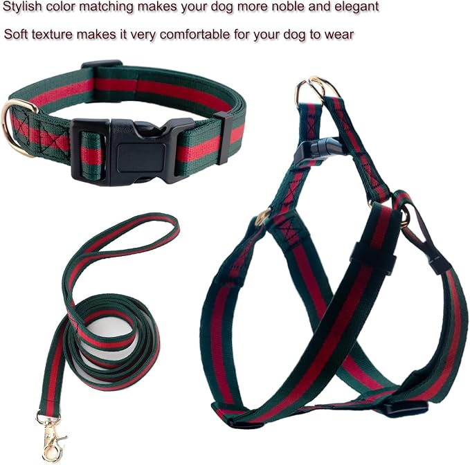 Premium and Stylish Dog Collar Harness and Leash,Soft Comfortable,Chest Adjustable Pet Harness,Luxury Fashion Dog Harness Leashes Set Gift for Puppy Small Dogs