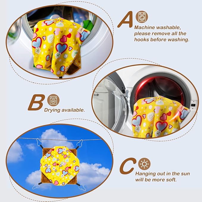 petonfun Ferret Rat Hammock Guinea Pig Hideout Toys Large Soft Small Animal Bed Sugar Glider Chinchilla Squirrel Hammock Set for Cage Accessories Pet House Hamster Hang Tunnel and Tube,2 Pack,Yellow