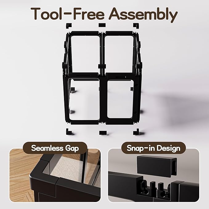 Jalove T-Shape Connectors for Dog Playpen (Black) Only Suitable for Jalove, 3-Way Joints for Expandable Clear Acrylic Pet Fence, 24" H/30 H Buckles & Accessories to Create Multiple Compartments Indoor