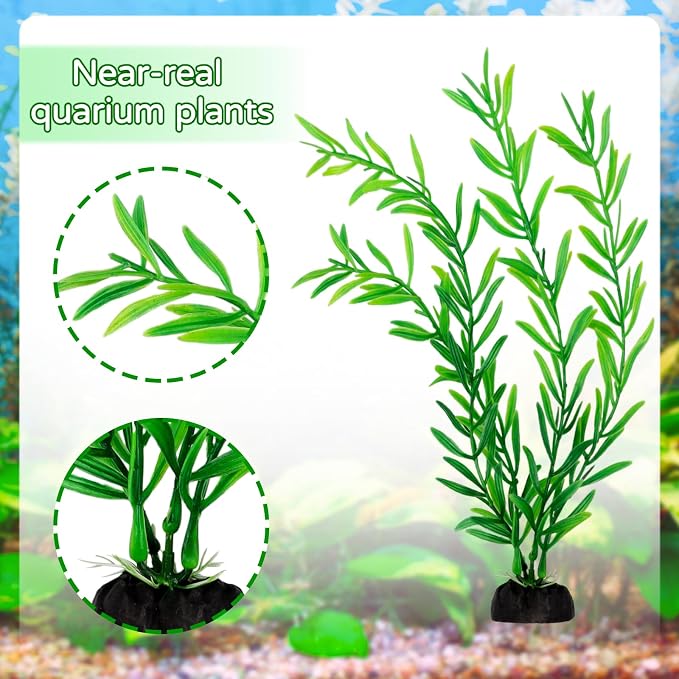 QUOZUO Fish Tank Accessories Aquarium Decorations Green Plants, 25pcs Green Fish Tank Decorations Plant, Aquarium Decor Plastic Plants