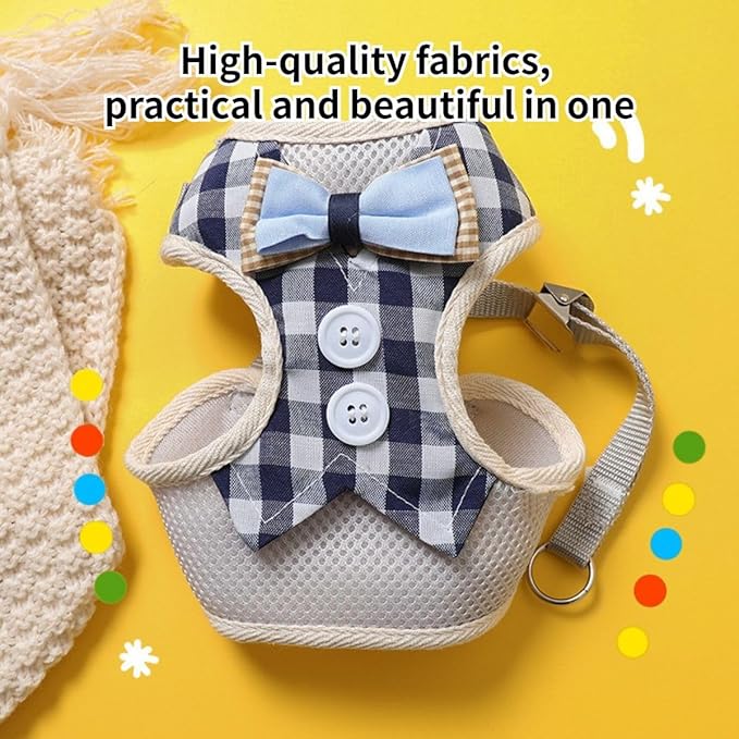 Pet Harness,Rabbit Harness and Leash Set, Cute Mesh Breathable Pet Vest Outdoor Camping Hiking Training, Bunny Jacket for Small Kitten, Puppy, Small Animal (Red,M)
