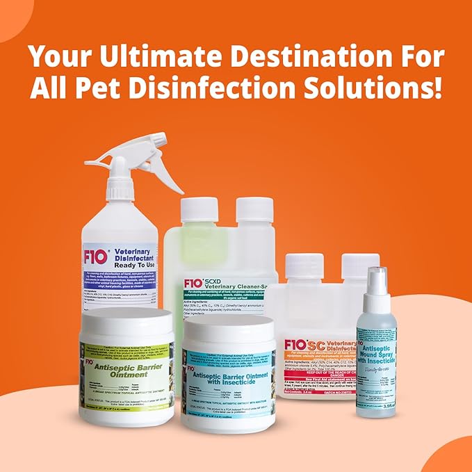 F10 SC Concentrated Veterinary Disinfectant for Kennels, Litter Box, Cage, Terrariums, Habitats, Vet Practices - 100 ml (3.4oz)