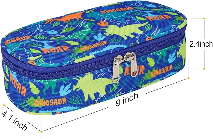 Bagseri 3pcs Clear Backpack for Boys - 15 Inch School Bag Set with Lunch Box and Pencil Case, Heavy Duty Transparent Bookbag for Kindergarten to Grade 2, Blue Dinosaur