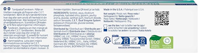 Virbac C.E.T.® Enzymatic Toothpaste| Tartar & Plaque Control for Fresh Breath | Pet Dental Care Toothpaste | Poultry Flavor, 2.5 oz