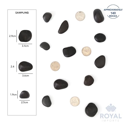 Royal Imports River Rocks, Aquarium Gravel – Black 1"- 1.5" - 5 lbs | Decorative Ornamental Vase Filler Pebbles for Potted Plants, Terrariums, Vases, Succulents, Fish Tank Gravel, DIY & Crafting