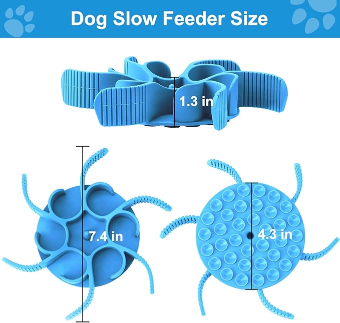 Anipaw Dog Slow Feeder Bowls Silicone Spiral Pet Food Feeder Insert to Slow Down Eating for Large Medium Small Breed Dogs Perfect with Stainless Steel Glass Ceramic Pet Bowls (Blue)