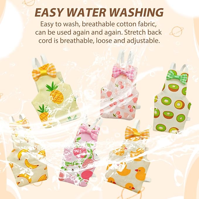 6 PCS Bird Diaper, Parrot Diaper Flight Suit, Cute Pigeon Pants, Waterproof Inner, Reusable, Suitable for Conure, Lovebird, Parakeet, Budgerigar, Pet Chicken&Duck, Guinea Pig
