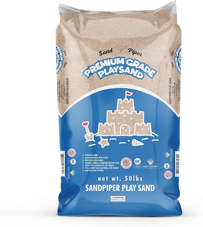 Sandpiper Multiuse Play Sand for Kids - 25 Lbs Indoor Outdoor Silica Sand for Sandbox, Craft Table, Sensory Bin Filler, & Building Beach Castles