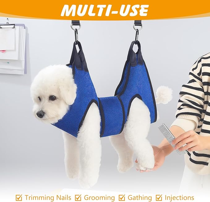 ondware Dog Grooming Hammock for Nail Trimming, Pet Grooming Sling Harness Kit, Safe Dog Restraint Hammock for Cats and Small Dogs, Home Grooming Supplies