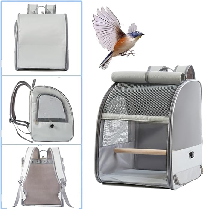 Parrots Travel Backpacks Cage Removable Waste Tray and Sunshades for Stress Without Transport Breathable Bird Travel Cage