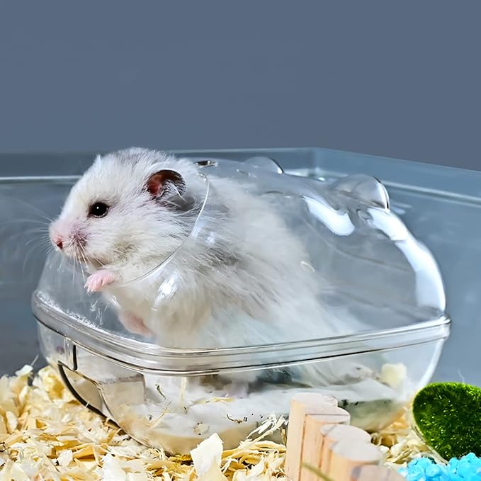 Hamster Sand Bath Container, Hamster Sand Bath Box, Hamster Sand Bathtub with Cleaning Scoop, Big Space, Easy to Clean, Avoid Bath Sand Out, Perfect for Dwarf Hamster (Medium)