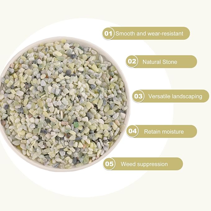 5LB Jade Color 1/8-3/8inch Aquarium Gravel Fish Tank Gravel Pea Gravel for Plants Small Rocks for Indoor Plants Decorative Rocks Colorful Rocks for Vases Rocks for Crafts