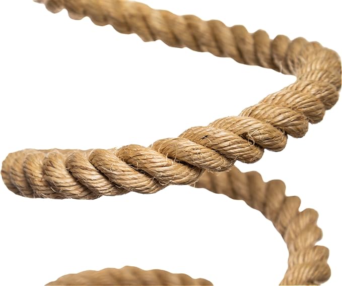 Boing Rope Perch for Parrots, Bendable Natural Sisal Spiral Hanging Bungee Perch with Stainless Steel Mount, Cotton Alternative Cage Accessory, Perch for Cockatiels, Parakeets, Doves, Budgies (6 ft)