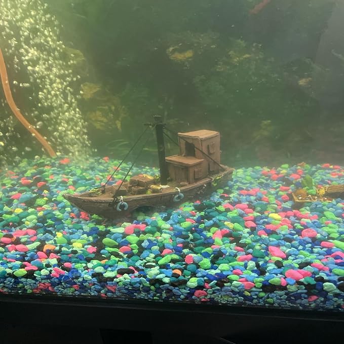 kathson Aquarium Shipwreck Decor Fish Tank Sunken Ship Ornament Pirate Shipwreck Decoration Resin Sunken Boat Betta Fish Sunken Ships Accessories for Freshwater Saltwater Tanks, Dark Brown