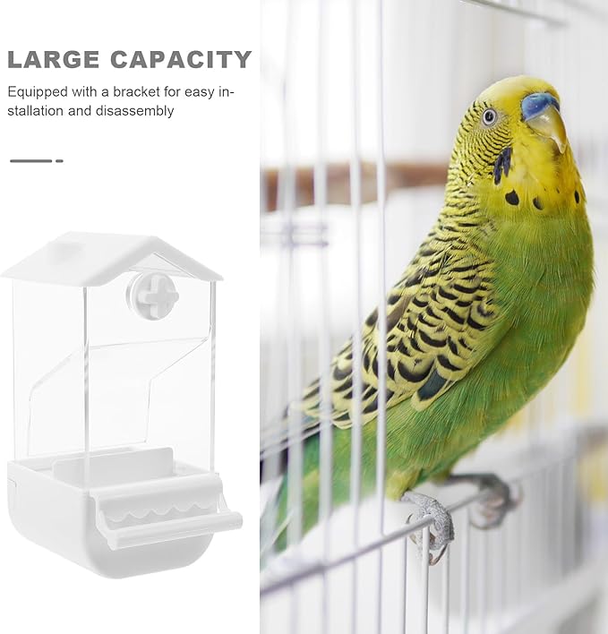 MERRYHAPY No Mess Automatic Bird Feeder with Large Capacity Plastic Parrot Food Dispenser for Outdoor Use, Window Mount Pigeon Feeder Suitable for Wild Birds and Pet Parrots