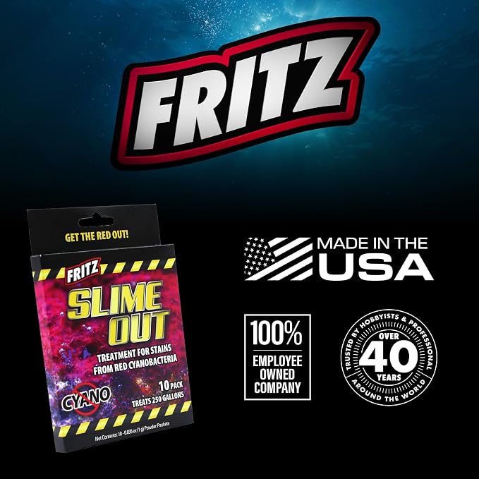 Fritz Aquatics Slime Out Treatment for Stains from Red Cyanobacteria in Fresh or Saltwater Aquariums (10-Count)