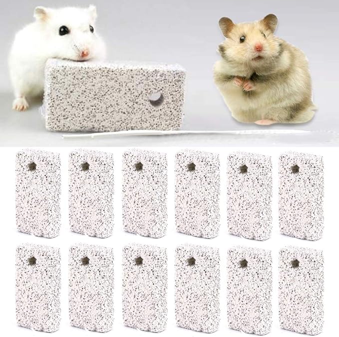 20 Pcs Small Animal Pet Lava Bites Chews Toy Teeth Grinding Block Mineral Calcium Stone for Hamsters Parrot Chinchillas Rabbits Guinea Pigs Gerbils
