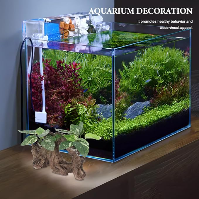 Garneck 4pcs Betta Fish Tank Decor: Driftwood Aquarium Ornament Hideout Cave Shelter Freshwater Realistic Resin Decoration Hiding Spaces Betta Shrimp Habitat Desktop Aquarium Landscaping