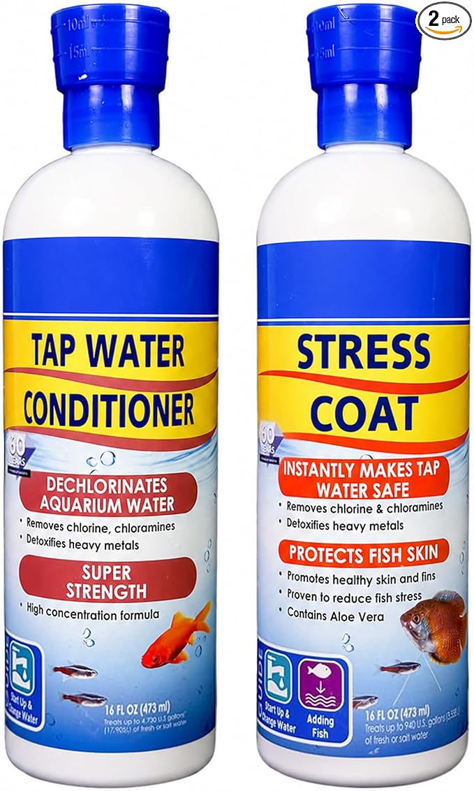 Tap Water Conditioner & Stresscoat for Aquarium Water Pack of 2 (16 fl oz Each), Aquarium Water Conditioner kit