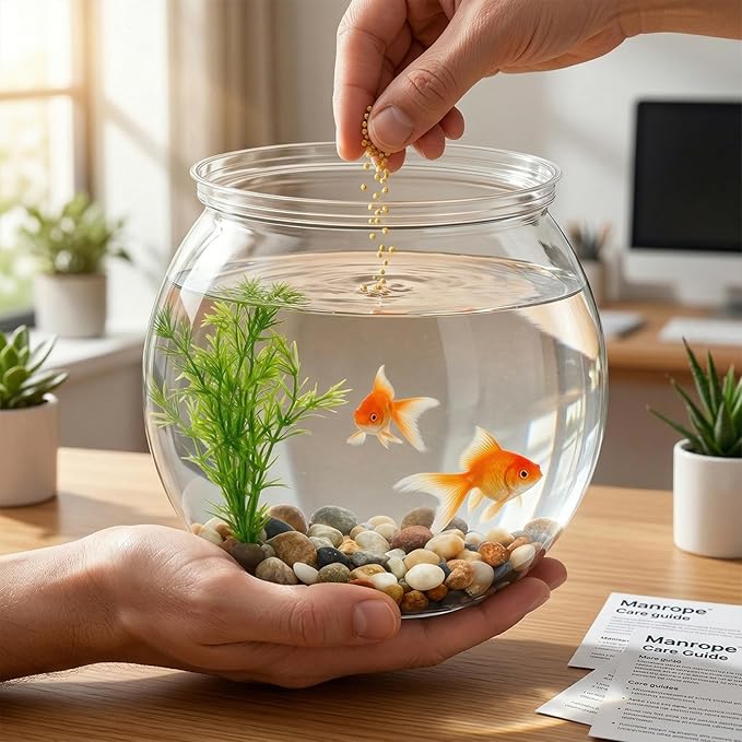 Mini Plastic Fish Bowl, 30 Oz Decorative Small Fishbowl, Round Plastic Fish Tank, Unbreakable Aquarium Fish-Bowls for Party Decorations, Centerpiece Vases, Hydroponic Planter and Home Decorations