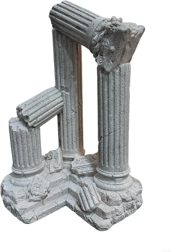 Teaeeno Aquarium Roman Ruins Decor, Pompeii Column Decor, Lost Rome Roman Column Ruins Aquarium Decor,Fish Tank Decor, Decorative Shelter for Koi and Fish, Ponds, Aquariums, and Terrarium (White)