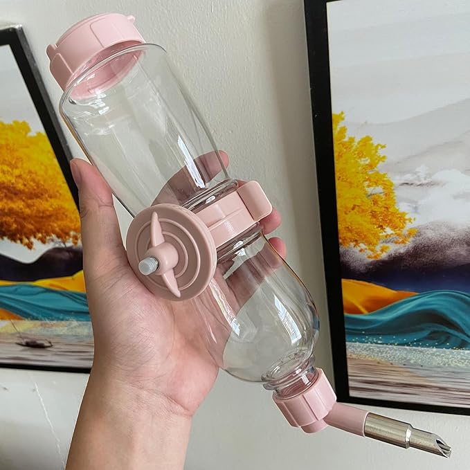 17oz/500ml Guinea Pig Water Bottle No Drip, Easy Top Fill Small Animal Water Dispenser, Leak Proof Pet Drinker Keeps Cages Dry for Rabbit, Chinchilla, Hamster, Pink