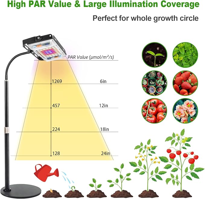 LBW Grow Light for Indoor Plants, Full Spectrum Desk LED Plant Light | On/Off Switch Small Grow Lamp, Height Adjustable, Flexible Gooseneck, Ideal for Indoor Growth