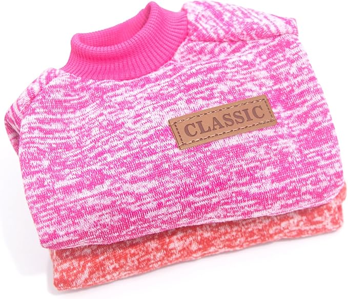 2 Pack Dog Sweaters for Small Dogs Christmas Fleece Puppy Sweaters Warm Thick Outfit Pet Sweatshirt Winter Clothes Small Sweater for Boy Girl Doggy Yorkie Chihuahua,XS