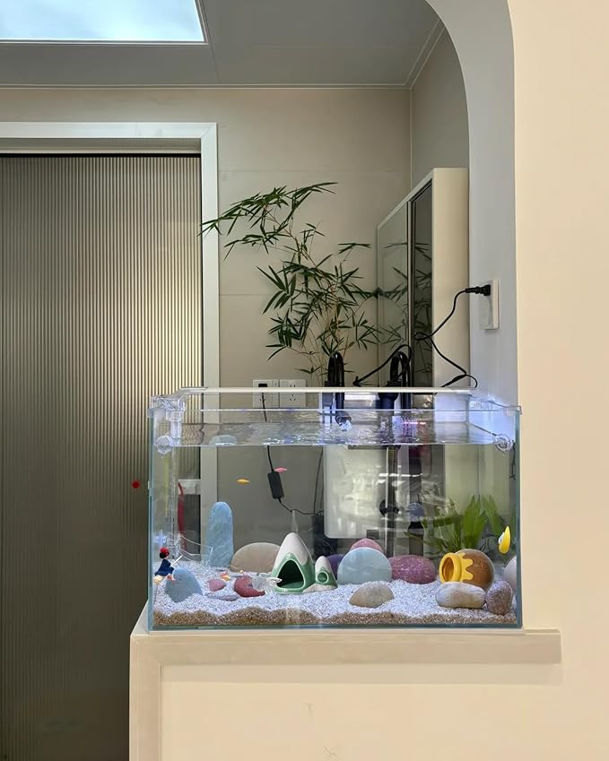 Cute Green Aquarium Decor Ceramic Mountain Betta Fish Tank Cave | Smooth-Surface Safe for Fish Hiding & Breeding, Easy-Clean, No Assembly, for Play & Rest,Fits 3.5-5 Gallon Fish Tanks