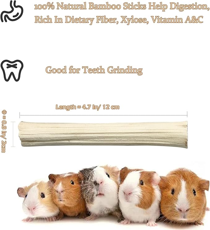 200g Bamboo Chew Sticks for Rabbits, Natural Sweet Bamboo Chew Toys for Bunny, Chinchilla, Hamster, Guinea Pig, Squirrel, Molar Treats Snacks Small Animal Chew Teeth Grinding Toys