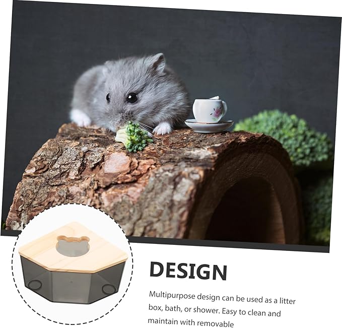 POPETPOP Chinchilla Dust Bath Container Hamster Bathtub Splashproof Small Pet Bathroom Acrylic Material