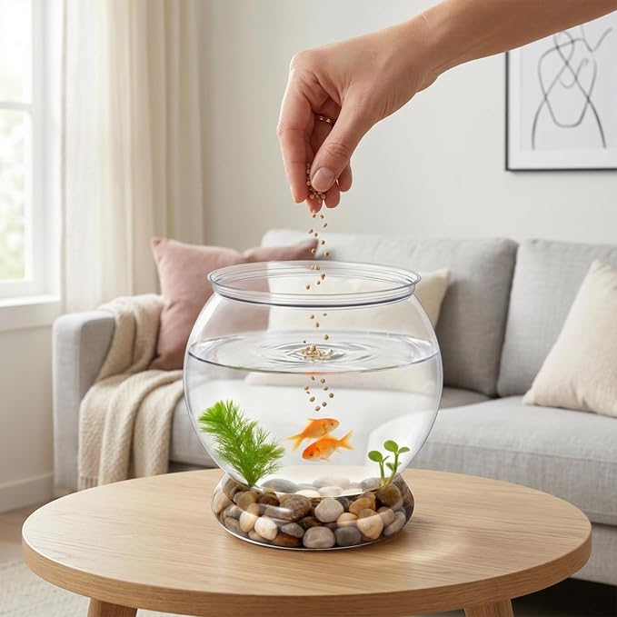 Mini Plastic Fish Bowl, 38 Oz Decorative Small Fishbowl, Round Plastic Fish Tank, Unbreakable Aquarium Fish-Bowls for Party Decorations, Centerpiece Vases, Hydroponic Planter and Home Decorations