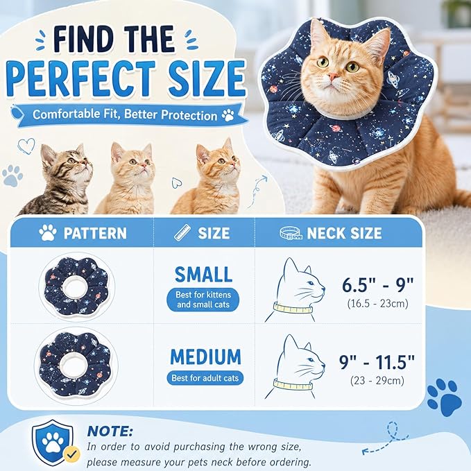 Mechpia Cat Cone Collar Soft, Cat Recovery Collar to Stop Licking, Protective Cat Neck Cone After Surgery for Small Medium Cats Kittens Puppies