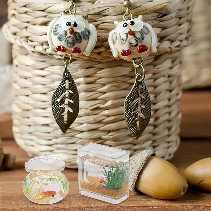 2Pcs 1/12 Scale Accessories Dollhouse Fish Tank, Miniature Fish Bowl Miniature Dollhouse Accessories for Garden Scene Decor Desktop Ornaments, Dollhouse Decor, Decorations