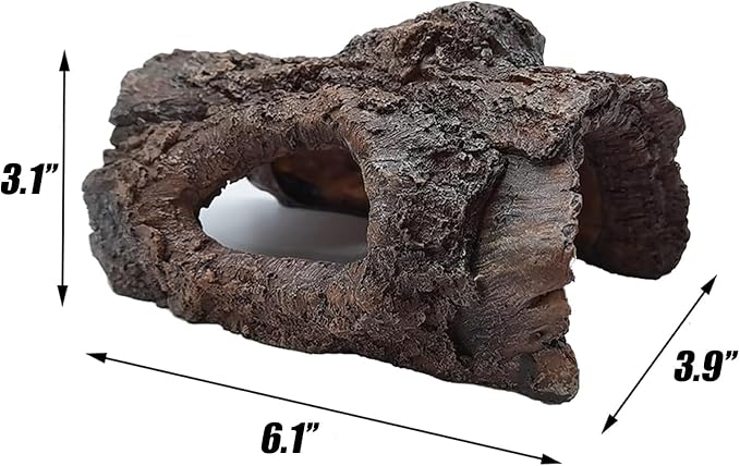 Tfwadmx Aquarium Decoration Cave Resin Hollow Tree Trunk Log Terrarium Ornament Fish Tank Hideout for Betta Cichlid Shrimp Small Reptile Gecko
