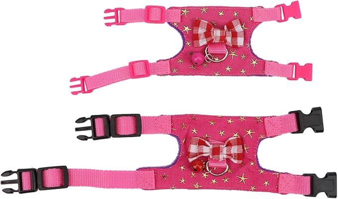 Hypeety Small Animal Harness Vest and Leash Set Soft Mesh Harness Outdoor Leash Traction Rope for Small Pet Hamster Rabbit Guinea Pig Ferret Kitten (M, Pink Star)