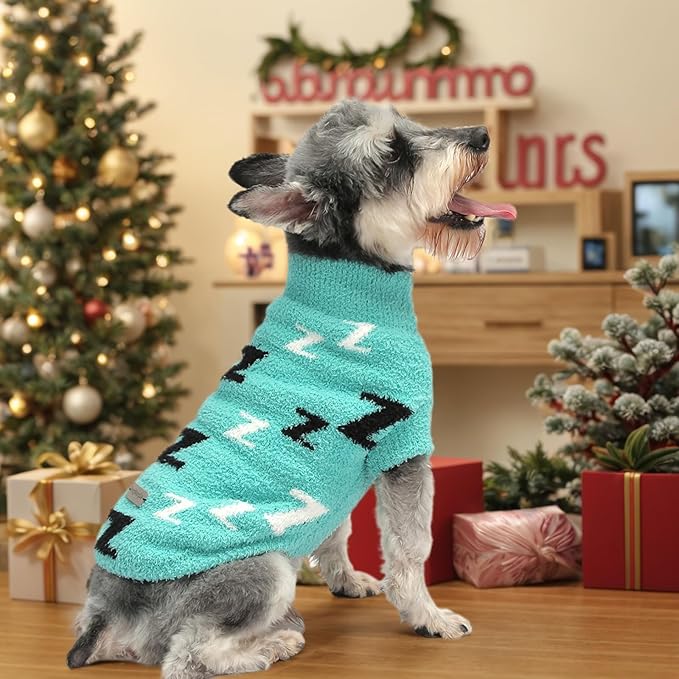 Dog Sweaters Dog Pullover Sweater Cold Weather Cable Knitwear Thick Warm Outfits for Medium or Large Dogs(Turquoise-XL
