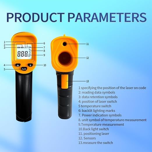 Digital Infrared Thermometer Gun for Cooking,BBQ,Pizza Oven,Ir Thermometer,-58℉~1112℉(-50℃~600℃) Handheld Non Contact Heat Laser Temperature Gun (Not for Human)