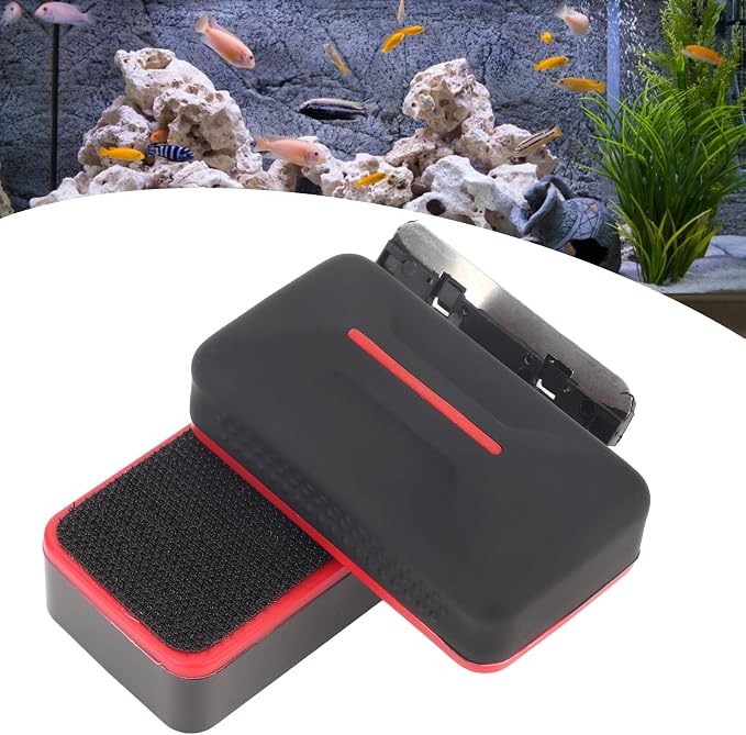 Asixxsix Aquarium Strong Magnetic Cleaner, Fish t ANK algaes Magnet Cleaning Tool with algaes Scraper for Glass Aquariums t ANK, Floating Scrubber Brush with Scraper (M, Suitable for 6mm/0.2in