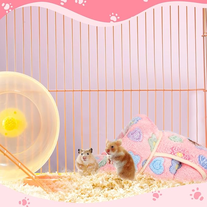 Wenqik 2 Pcs Guinea Pig Hideouts Guinea Pig Bed Washable Bunny Bedding Cuddle Warm Small Pet Sack Supplies Portable Pet Carrier Cage Nest Accessories for Cage(Green, Pink,Flowers)