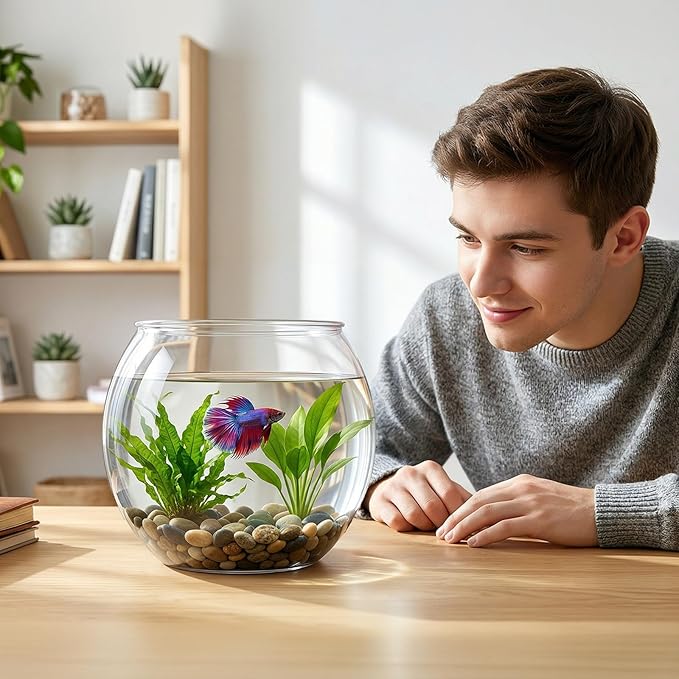 Okllen 2 PCS 1 Gallon Fish Bowl, Round Clear Plastic Goldfish Betta Fish Bowl Fish Tank for Aquarium, Terrarium, Home décor, Flower Vase Centerpiece