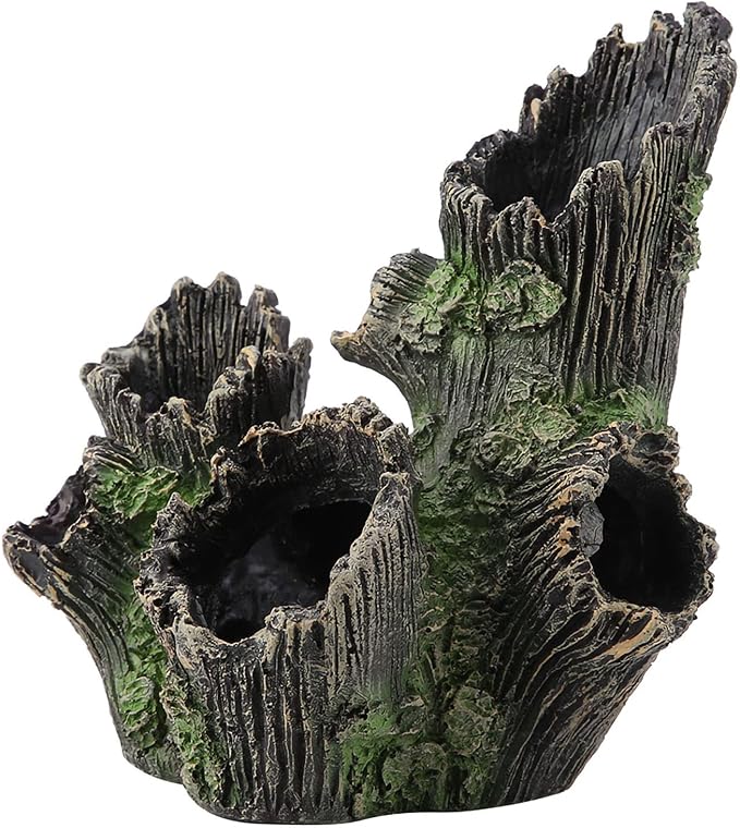 Tyenaza Aquarium Driftwood Decoration, Driftwood Resin Crafts Ornament for Aquarium Decoration Fish Tank Wood with Holes & Aquarium Caves Fish Tank Wood Decor(ST-004A)
