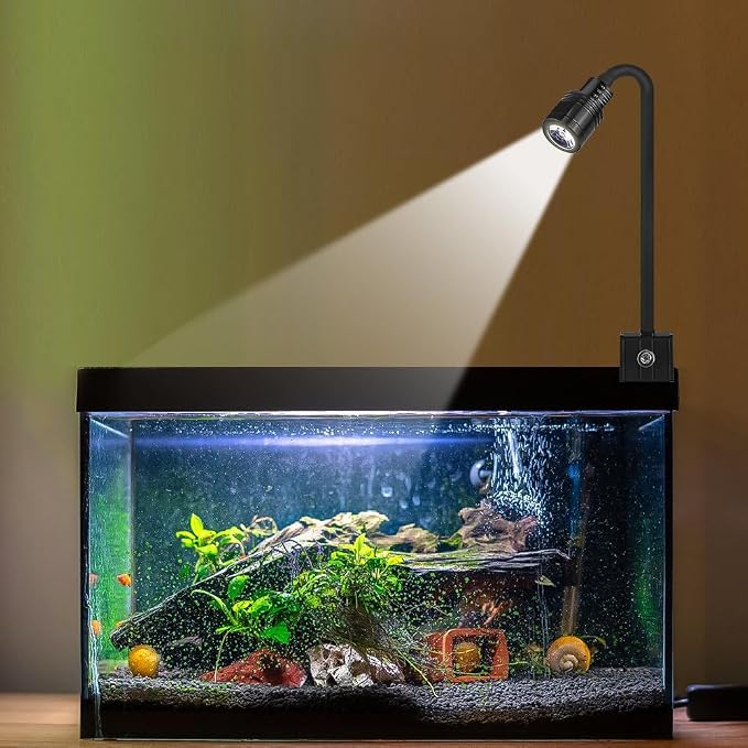 MiOYOOW Clip On Aquarium Light, Mini Dimmable LED Aquarium Light Adjustable Fish Tank Spotlight for Planted Saltwater Freshwater