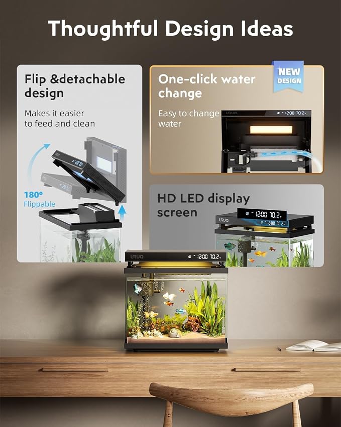 2 Gal Fish Tank Betta Aquarium Kit Black & 4-Box Bio Filter Media Module